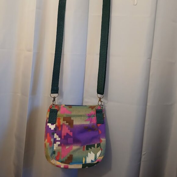 New Aztec print Southwestern Cowgirl Shoulder Purse Purple Blue Sling Crossbody - Picture 8 of 11
